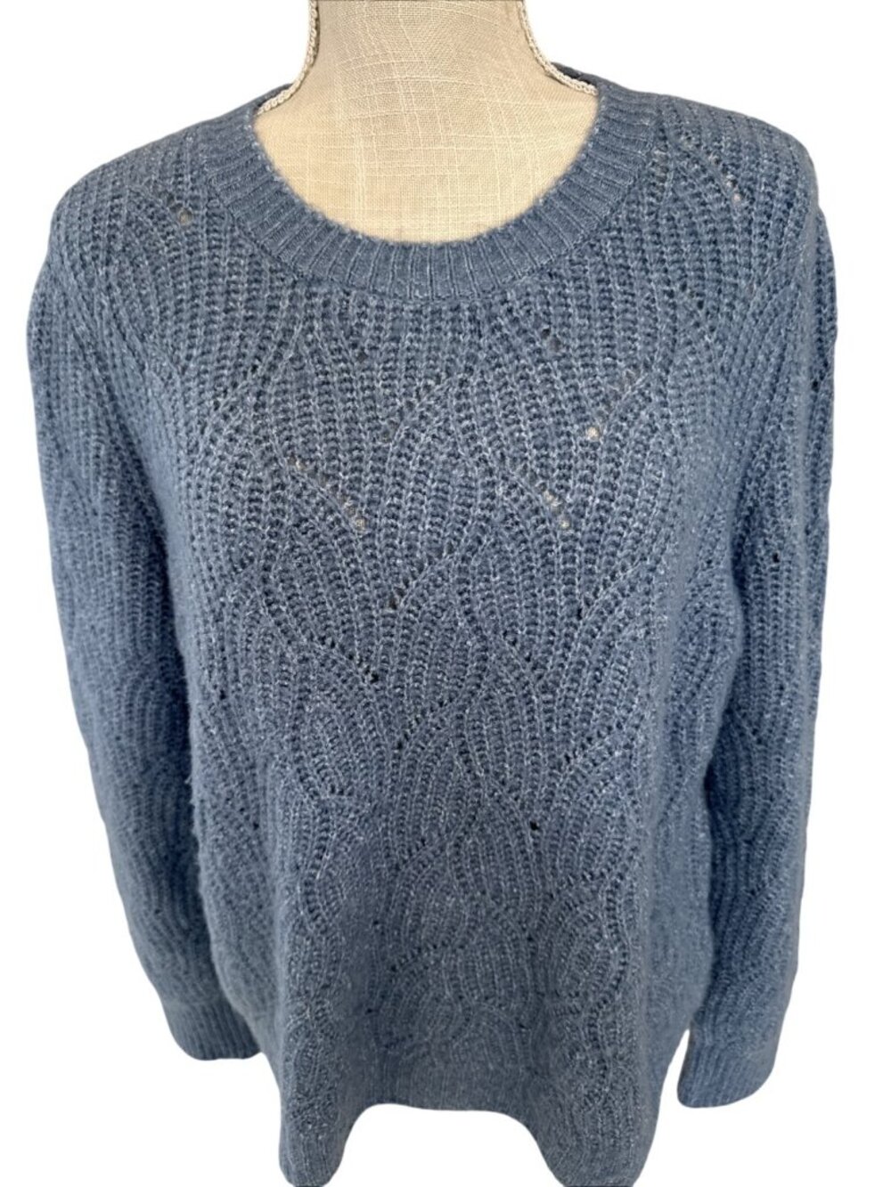 DKNY Jeans Blue Cable Knit Sweater For Women XL